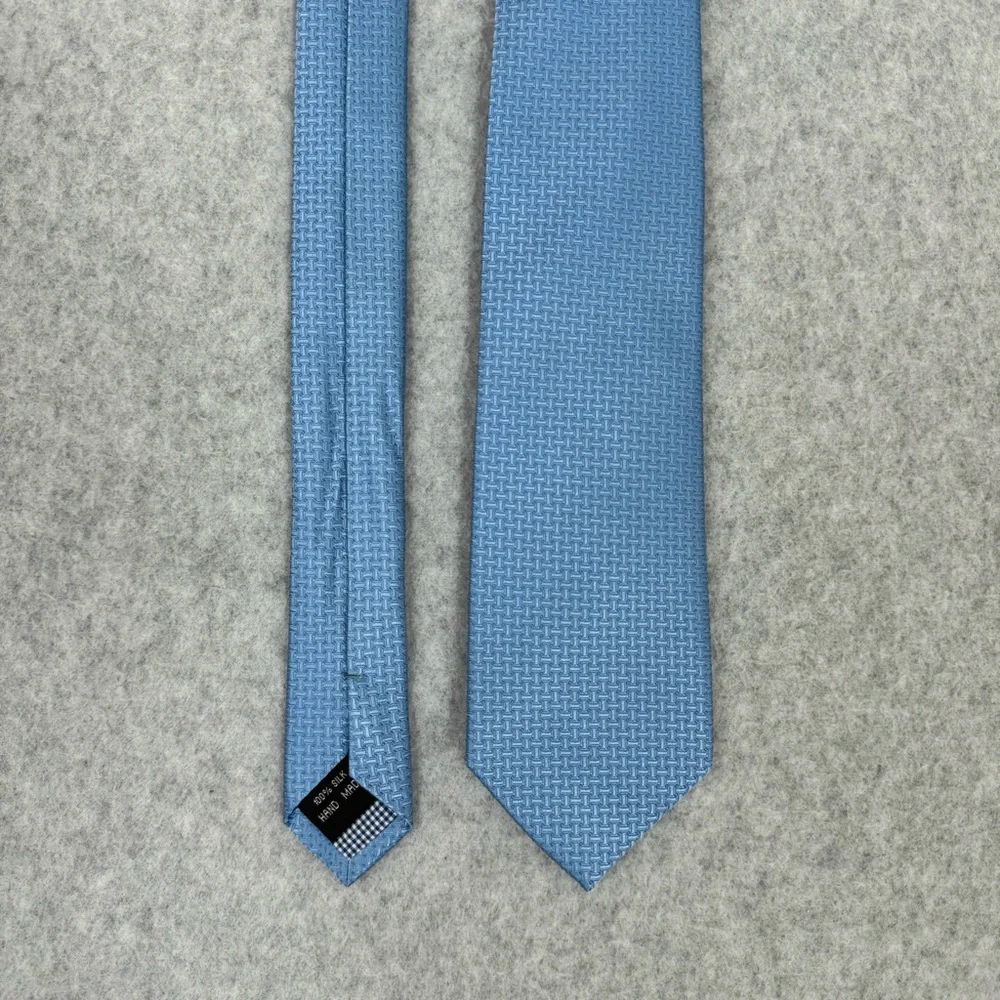 DUCHAMP Mens 100% Silk Neck Tie Blue Business Classic Preppy Modern Geometric